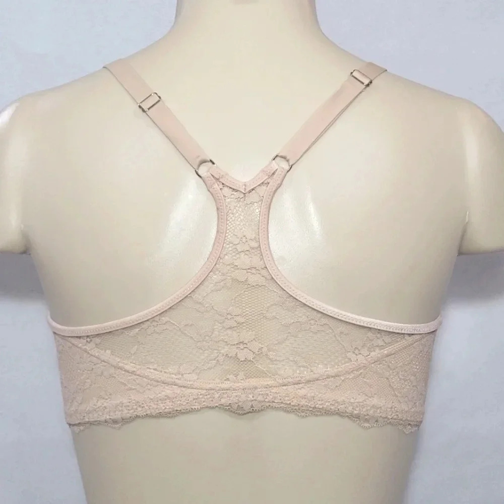 36B Maidenform 7112 Front Close Lace Trim Underwire Bra Nude - Picture 3 of 4